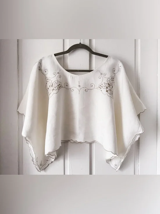 Handmade 🪡 🧵 Upcycled Vintage Linen Breezy Top - Picture 2 of 7